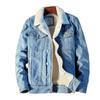 Männer Winter Jacke Denim Innere Fleece Verdicken Winter Jeans Jacke Mantel männer Drehen-unten Samt Jacke Herren pelz Parkas