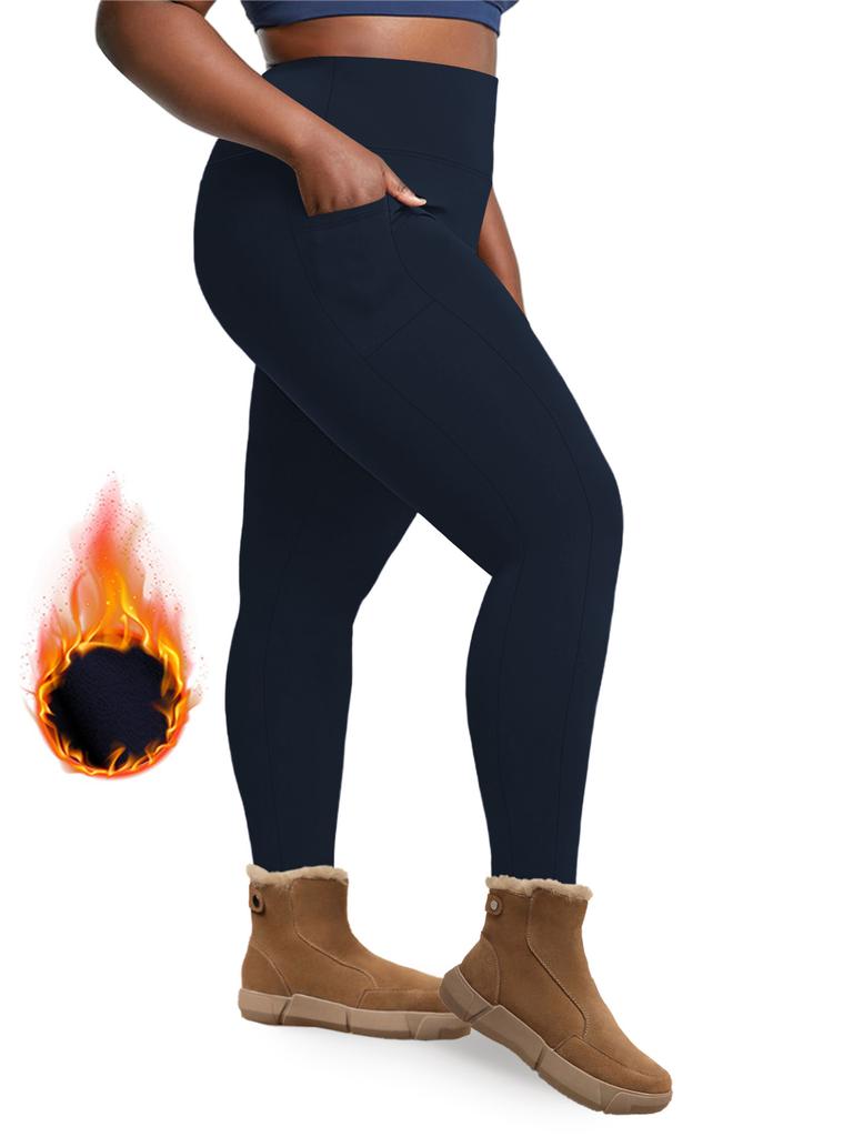 Pocket Plus-size Autumn/winter Fleece-lined Yoga Pants Women's High-waisted 9-inch Fitness Winter Yoga Pants