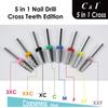 C & I 5 in 1 Multi-function Tapered Shape Nail Drill, Cross Teeth Edition, Professional Drill Bit for Nail Manicure Machine (Double Fine - XXF)