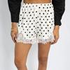 Shorts de Lunares para Mujer con Ribete de Encaje Blanco Cintura Alta Pantalones Cortos Casuales para Atuendos de Vacaciones para Niñas