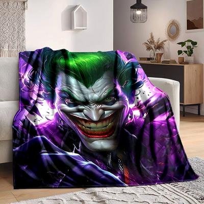 1pc Joker Flannel Throw Blanket - HD Printed Lightweight Soft Warm All-Season Blanket for Sofa, Bed, Travel088