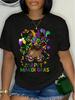 Plus Size Women's Clothing- Women's Plus Size Carnival Theme T-Shirt WTQ60272 Summer Fashion Short S