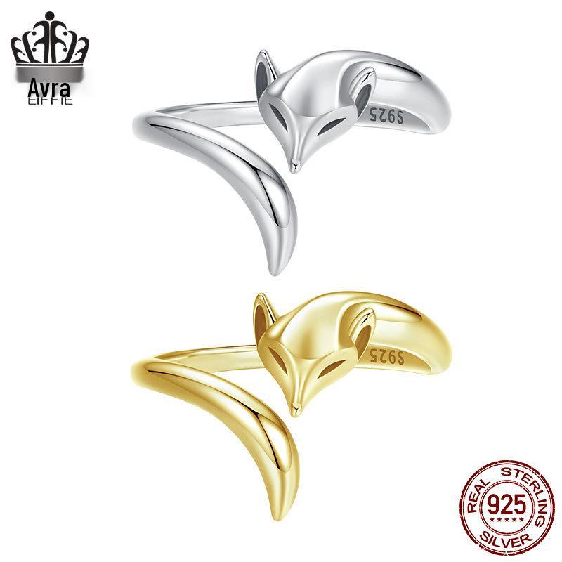Everle Sly Fox Adjustable Sterling Silver Ring for Women