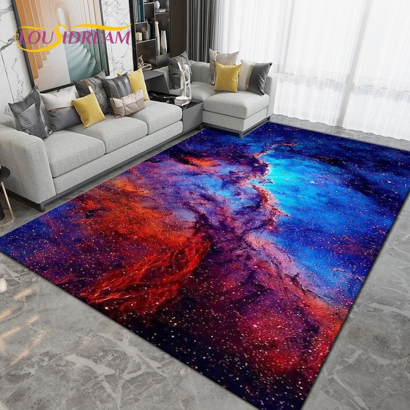 Galaxy Universe Space Stars Earth Area Rug Large,Carpet Rug for Living Room Bedroom Sofa Doormat Decoration,Non-slip Floor Mat
