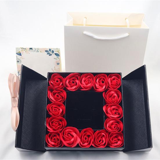 Gift Box Exquisite Workmanship East to Use Cardboard Artificial Rose Flower Jewelry Holder Valentine's Day Accessories