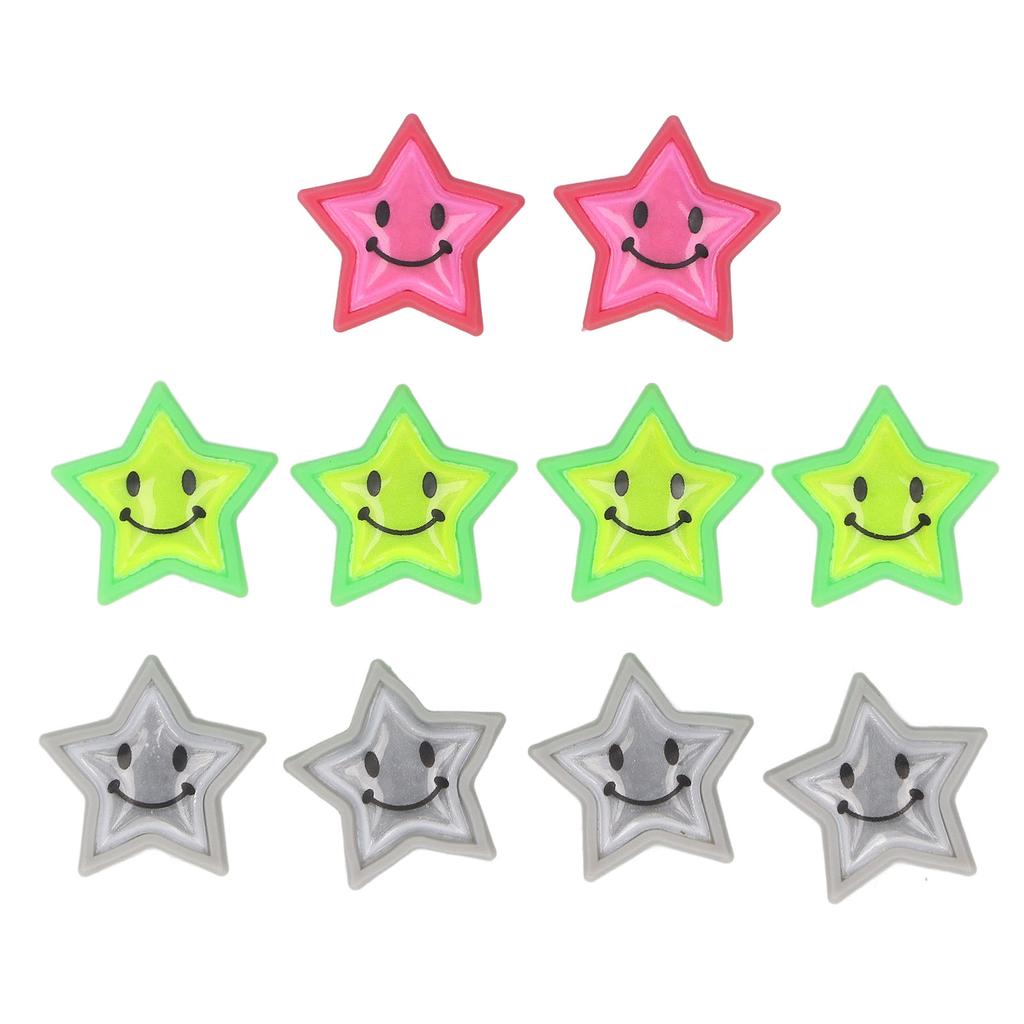 10PCS Bike Wheel Spoke Clips PVC Reflective Colorful Cute Star Bike Spoke Decorations Attachment