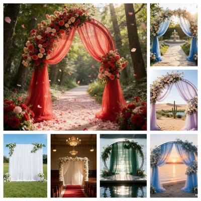 Multicolor Tulle Fabric Backdrop Rod Pocket Multi-purpose Photography Background Drapes 300x160cm Wrinkle-Free