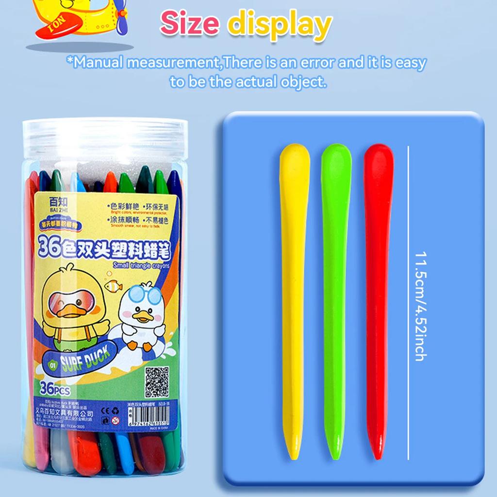 12/24/36 Color Triangle Crayons Non-Dirty Hands Double-headed Plastic Oil Paint Sticks for Children's Kindergarten Stationery