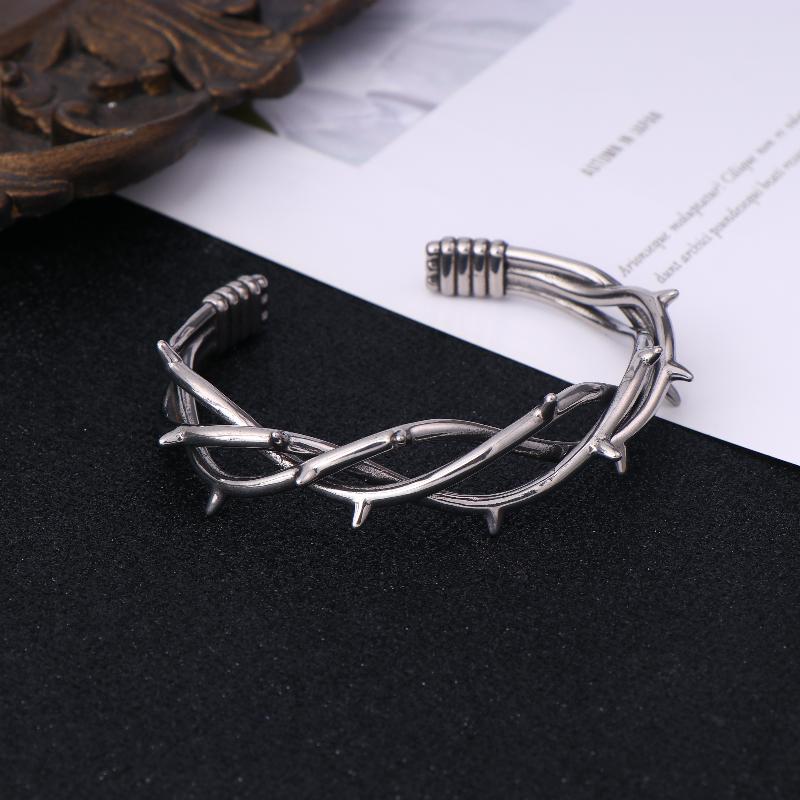 Gothic Dornen Armreif Für Unisex Punk Stacheldraht Armspange Edelstahl Gedreht Schmuck Geschenk
