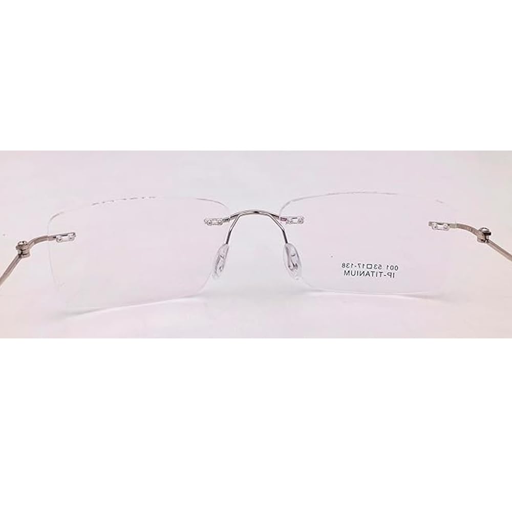 RSINC RimLess frame/eyeglass/Spectacle, Optical, Titanium For Men And Women, Slim Silver Black 001 53-17-138 (IB-2) M1 Viacos 001 Silver Black | IB 2