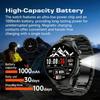 New 1000mAh battery Smart Watch 1.70" HD  Screen Flashlight GPS track Heart Rate BT Call Compass Smartwatch for Men