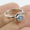 Rainbow Moonstone Ring: Tiny Blue Fire Moonstone, 925 Sterling Silver, Dainty Gemstone