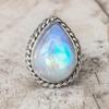 Large Pear Moonstone Punk Rings for Women Exaggerated Gothic Style Statement Jewelry