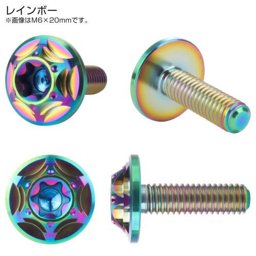 M6 X 25mm P1.0 Titanium Button Head Bolt with Flange, Custom Design, Snow Head, Torx Hole, Rainbow