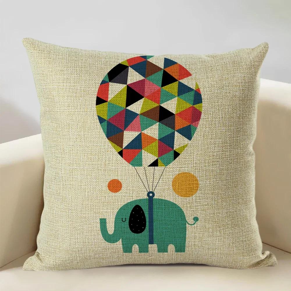 Animal Cushion Cover Linen Pillowcase Decorative Sofa Pillow Cover Home Decor Hedgehog Fox Bear Pillow Cases CM