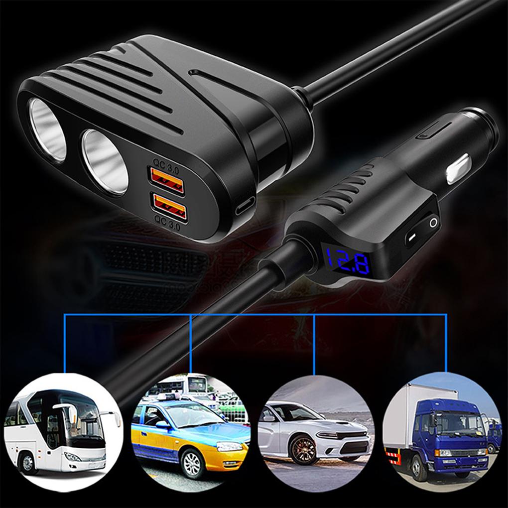 Plastic Convenient And Durable Cigarette Lighter Splitter For Car Charging Easy-to-install