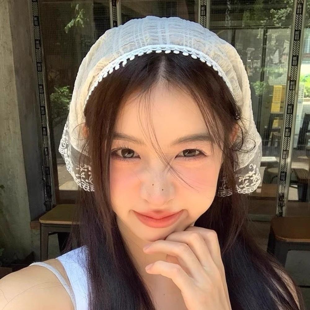 Colorful Lace Scarf Headband Flower French-style Hair Scarf Triangle Headscarf Daily Wear