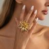 IngeSight.Z Vintage Gold Color Hollow Out Flower Ring for Women Creative Chic Geometry Metal Knuckle Rings Wedding Party Jewelry