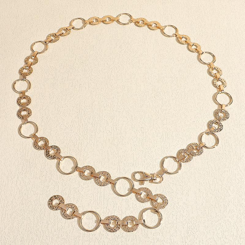 {YY28} Trendy All-match Hollow Circle Waist Chain Adjustable Metal Waist Chain Belt For Women Personality Clothing Accessories