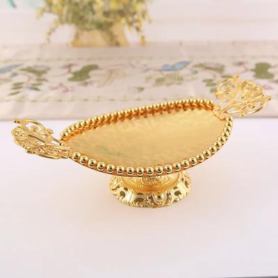 Fruit Dish Gold Bead Candy Nut Cake Dessert Food Metals Storage Basket Wedding Oval Shape Table Tray Organizer Home Decoration