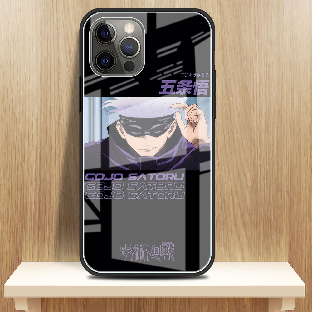 Tempered Glass Case Apple iPhone 13 12 Mini 11 Pro Max XR XS SE 2020 7 8 Plus 6 6S X Phone Cover Back Shell Anime Jujutsu Kaisen