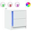 VidaXL Bedside Cabinet with LED Lights White Engineered Wood, Side Table, Bedside Cabinet, Side Table for the 852047