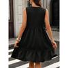 Sleeveless V Neck Ruffle Hem Dress with Pockets Casual Loose Fit Summer Sundress for Women Lightweight Fabric