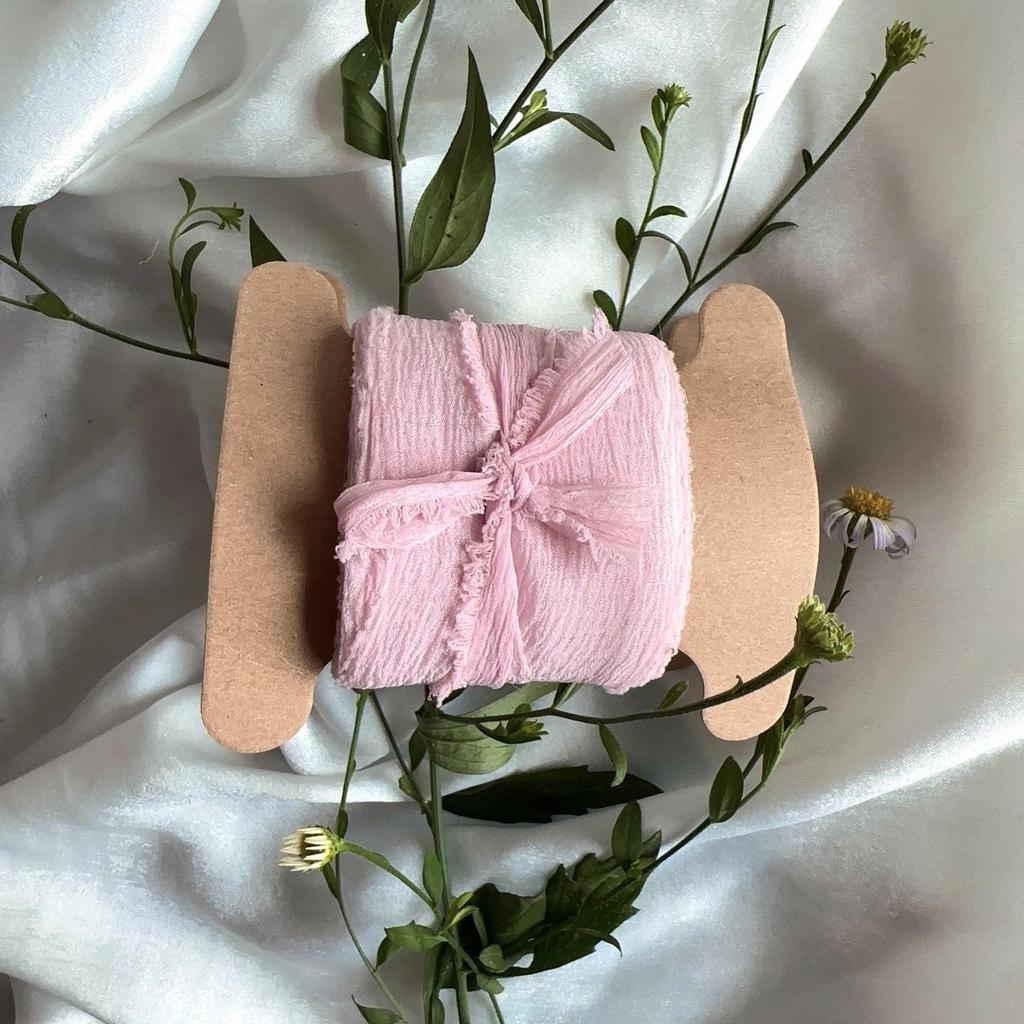 1 Roll Hand Torn Raw Edge Silk Ribbon(1Roll=4cm*5M) DIY Christmas Wedding Invitation Cards Packing Party Flower Bouquet Gift Wrapping Decor
