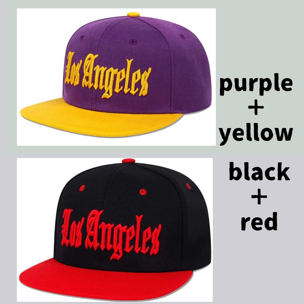 Sproutsy Los Angeles Hip Korean Unisex Men's Cap, Stylish, Flashy, Hop, Popular, Style, (Black + Red)