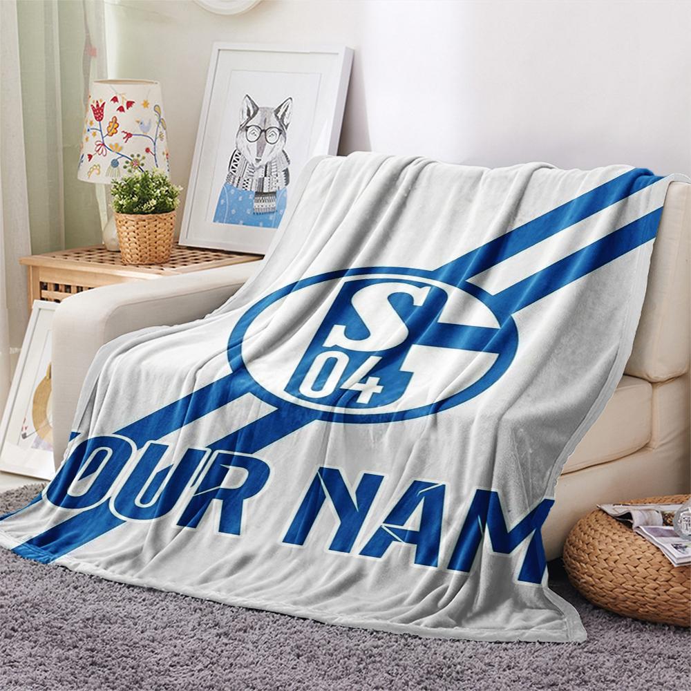 1PC Custom Name FC Schalke 04(3) Patterned Flannel Blanket Suitable For All Seasons for Home Decor Warmth and Comfort Gifts Holiday Present
