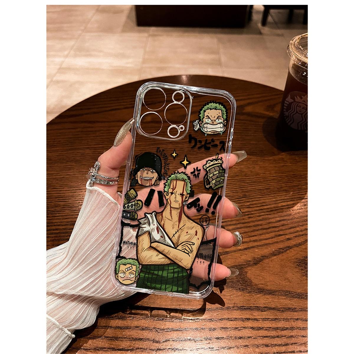 

Чохол для телефону з графіті аніме One Piece Luffy Zoro з ТПУ для IPhone 15 14 13 Pro Max та Samsung Galaxy S24 Ultra, Прозорий протиударний захисний чохол Redmi Note 15 Pro білий