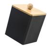 Sturdy Bathroom Storage Canister with Wood Lid Home Accessory for Organizing Cotton Swabs Covers Pads and Hair Bands