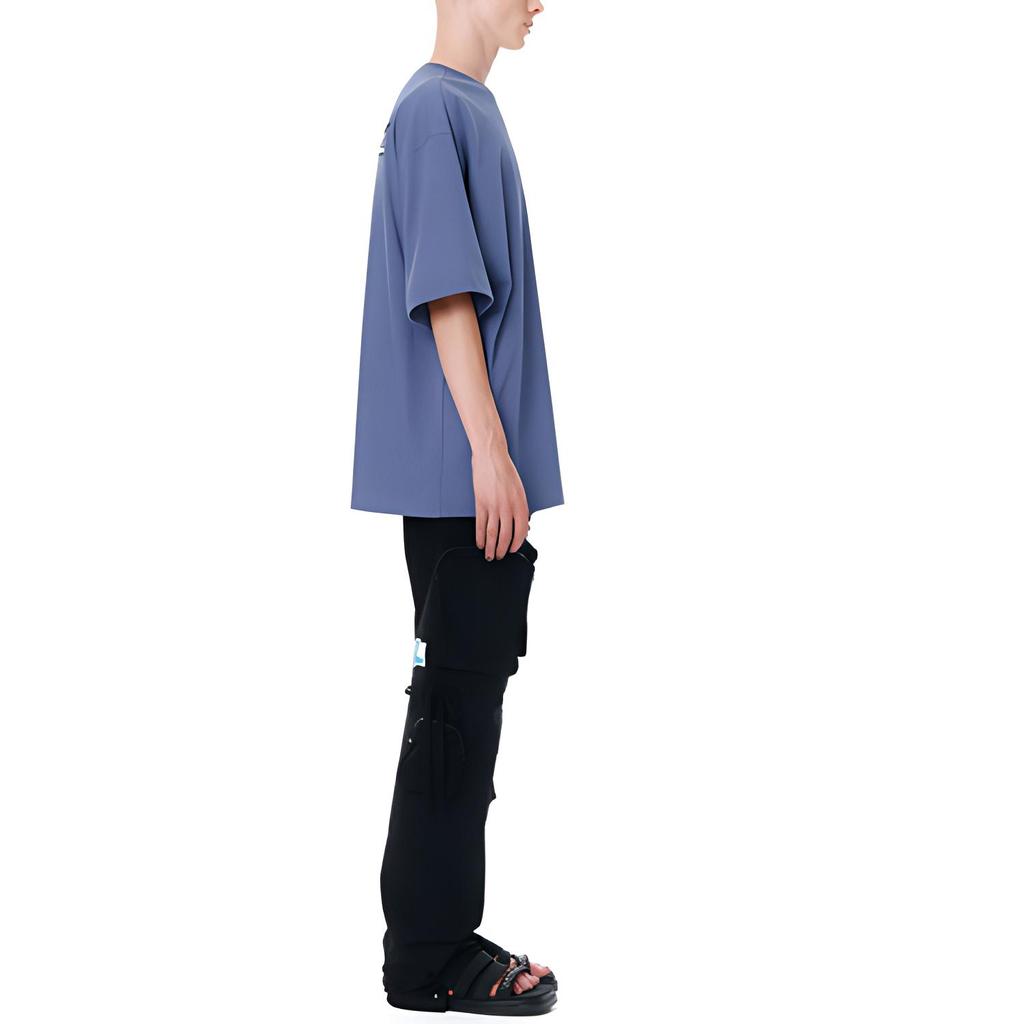 WE11DONE T-Shirts Unisex Marine Blue Crew Neck Moderate Straight Fit WD-TT1-22-662-U-NV