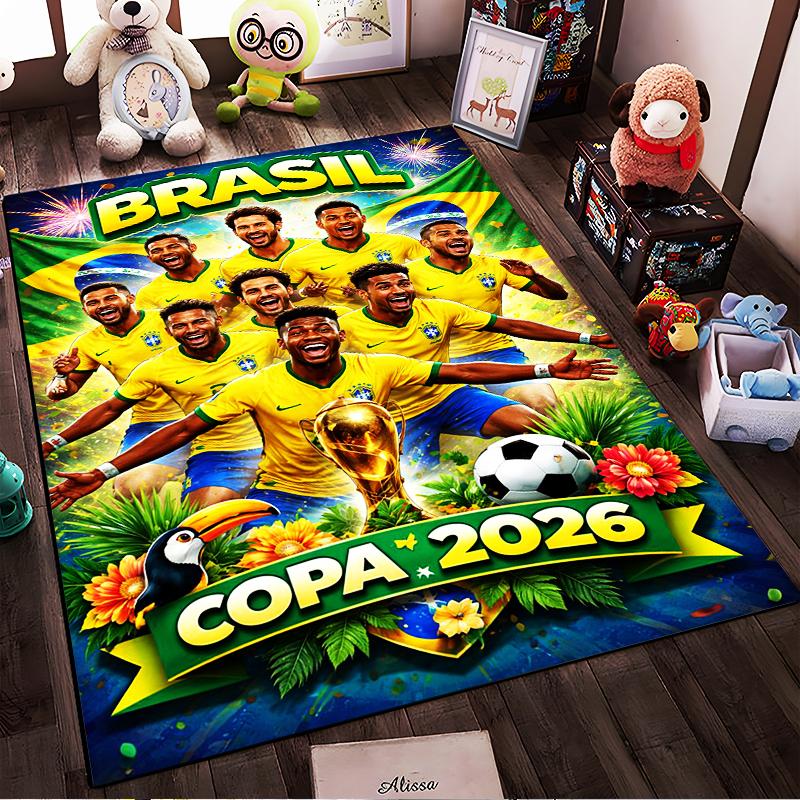 Brazil Soccer Team Designed floor mat, suitable as a non-slip mat for the living room or bedroom sofa