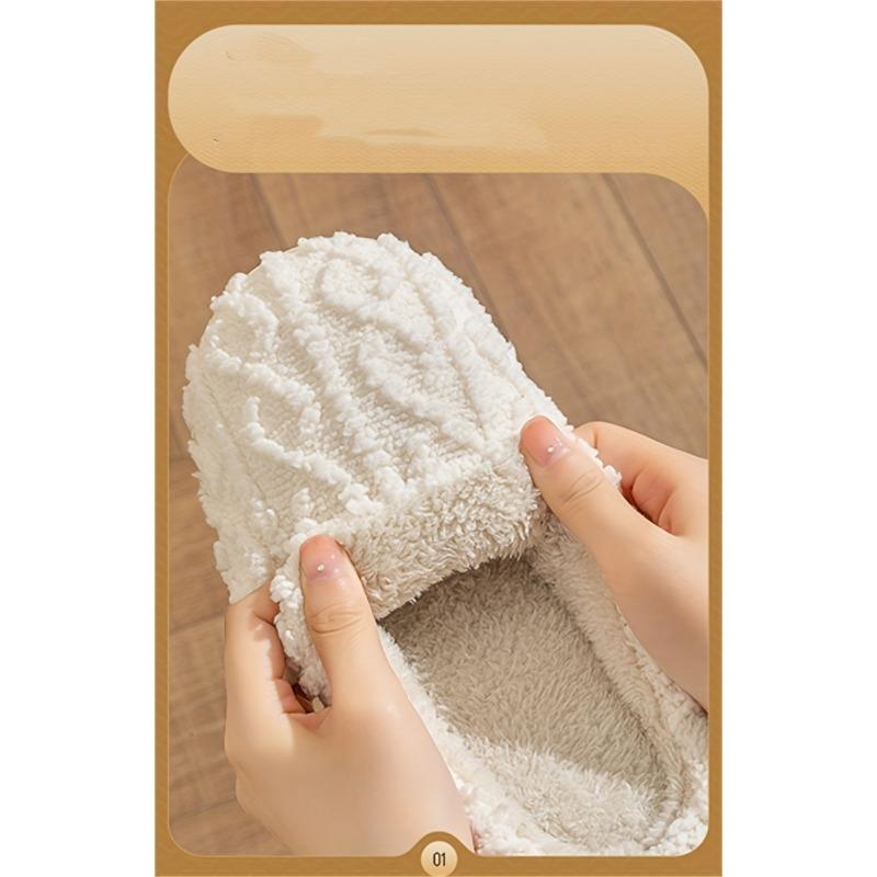 Cozy Slip-On Slippers with Cute Bear Print - Soft Fabric, Warm Winter Slippers for Home, Casual Style, TPR Sole, All-Season Comfort