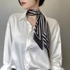 Women Narrow Thin Scarf Striped Long Silk Scarf Women Handle Bag Ribbons Multi-Function Decorative Neckerchief Hair Tie Band