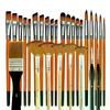 32Pcs Paint Brush Set For Acrylic Painting Premium Nylon Bristles With Round Filbert,Flat,Fan,Angle,Fine Detail Brush For Artist