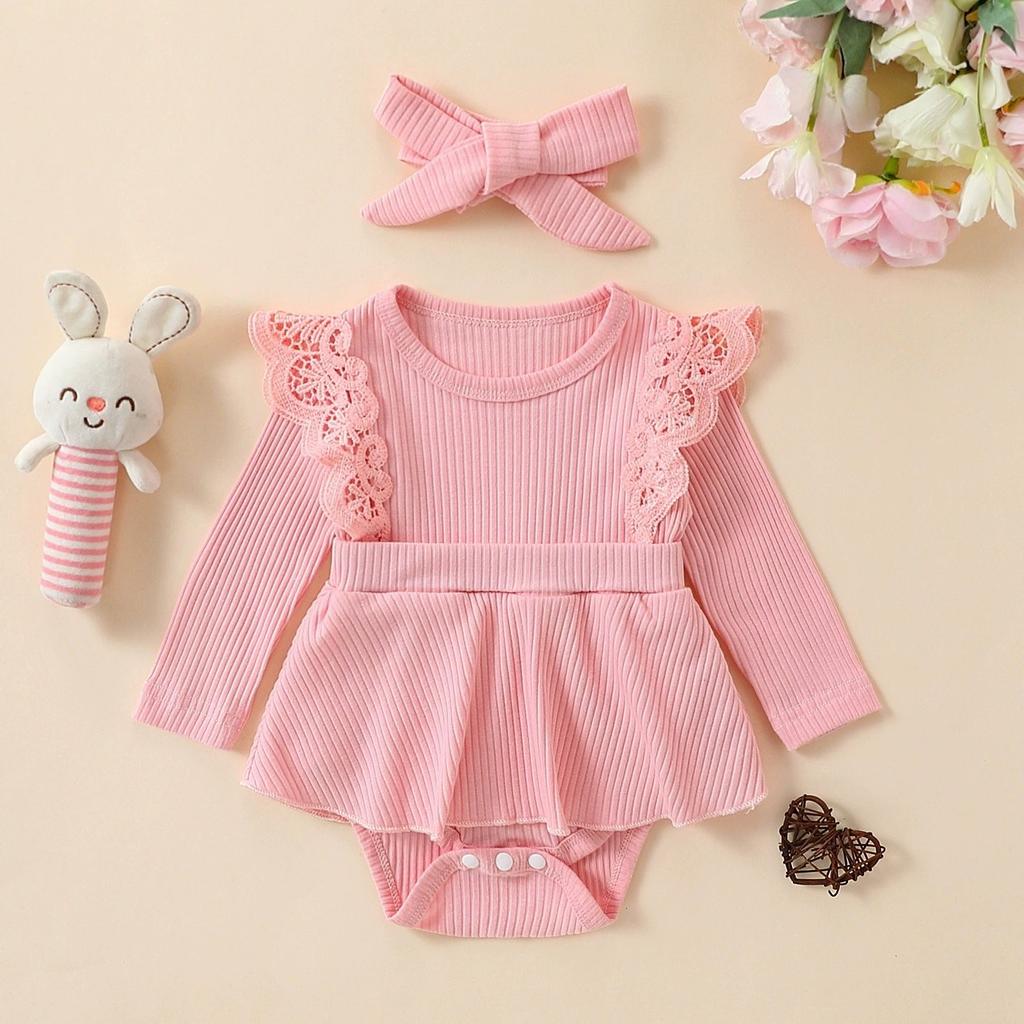 Fashion Collar Romper + Headband 2-Piece Set