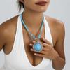 Classic Retro Turquoise Bohemian Ethnic Style Women's Beaded Necklace