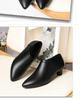Women's Black Genuine Leather Fleece-Lined Work Shoes - Soft Sole, Wear-Resistant, Low Heel for Autumn/Winter