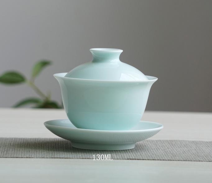 Jingdezhen Handmade Large Celadon Gaiwan Tea Set - San Cai Zen Style