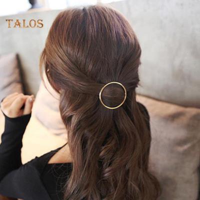 FLH Metal Hollow Moon Circle Triangle Bangs Fermaglio per capelli Donna Forcina Barrette Accessori per abbigliamento