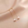 Women Gold Chain Long Tassel Earrings With Round Freshwater Pearls Wedding Bridal Jewelry