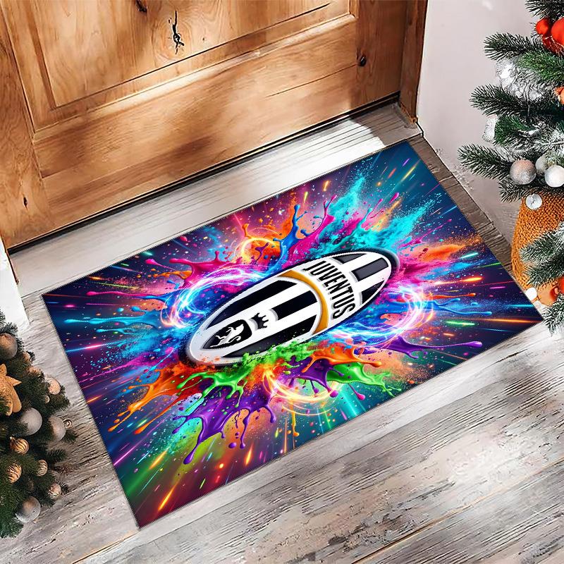 Tappeto in Flanella Stampato Juventus FC Antiscivolo Morbido Poliestere Tappeto per Pavimento Tappetino Decorativo per Interni per Camera da Letto Soggiorno Divano