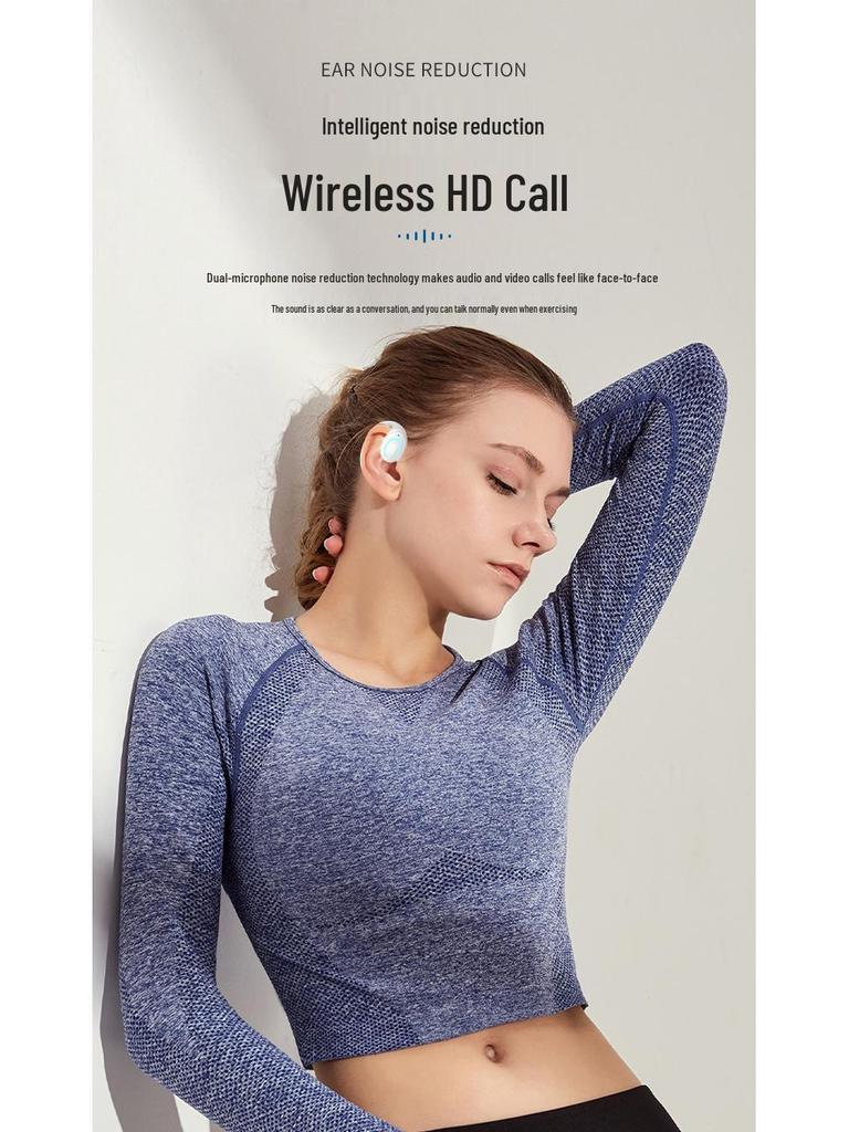Mini Clip-On Bluetooth 5.3 Sport Earbuds - Single Ear, Noise Cancelling, In-Ear Design