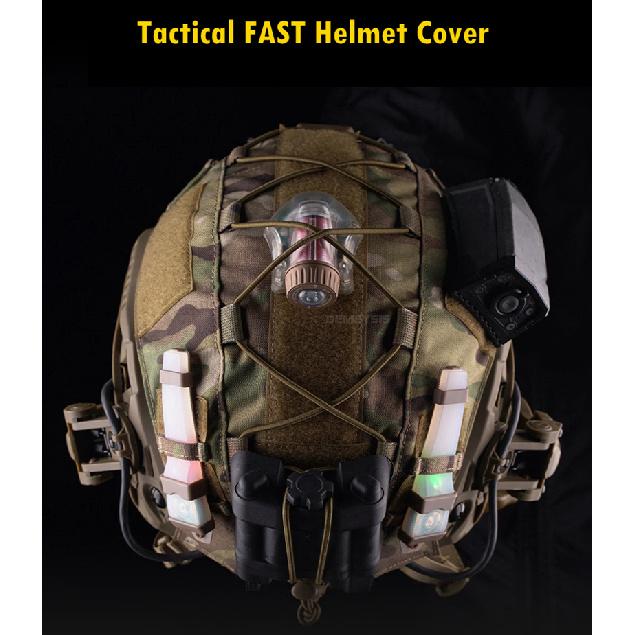 Airsoft Helmüberzug Tarnung Taktisch FAST Helm Stoff Jagd Schießen Helm Zubehör mit Elastischer Kordel Geschwindigkeits Sensoren 6
