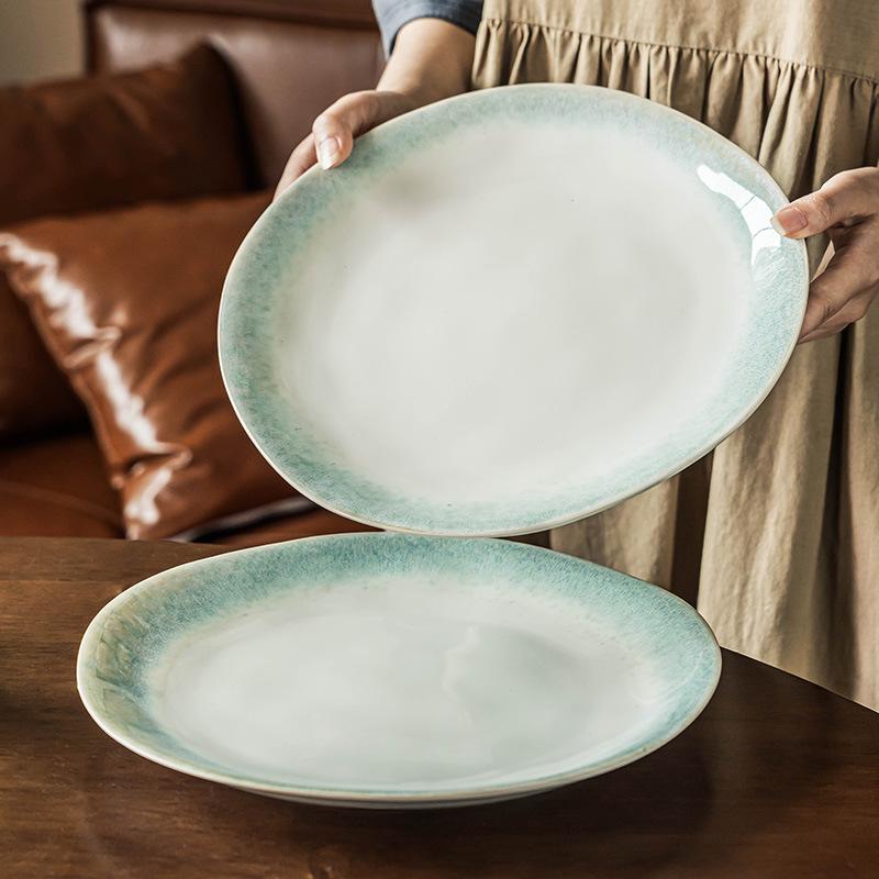 Steak Plate High Value Gradual Change Large Plate Special-Shaped Ceramic Plate Household Dish Plate Pasta Plate Tableware Western Plate