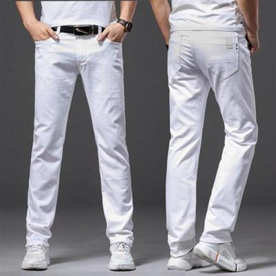 Männer Slim weiße Jeans Elastizität Mode Casual Classic Soft Business Marke Hose männliche Kleidung Stretch Hose