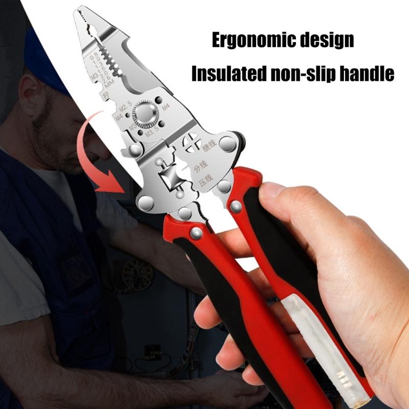 Foldable Wire Stripping Pliers with Electricity Measurement Electrician Plier 16-in-1 Multifunctional Wire Stripping