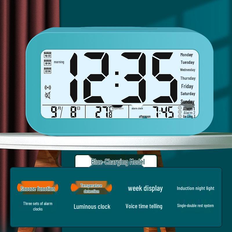 2024 Luminous Silent Smart Alarm Clock for Students & Kids - Electronic, Rechargeable, Ideal Wake-Up Aid